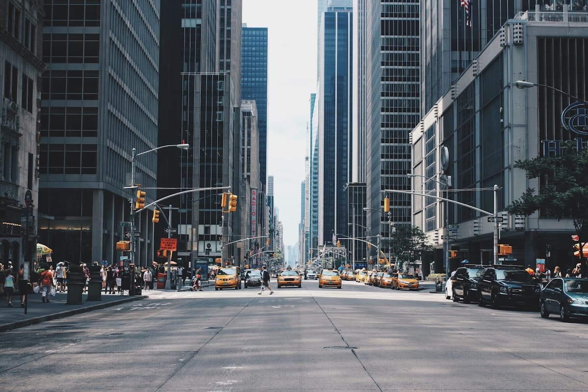 City street seen from an autonomous vehicle's perspective